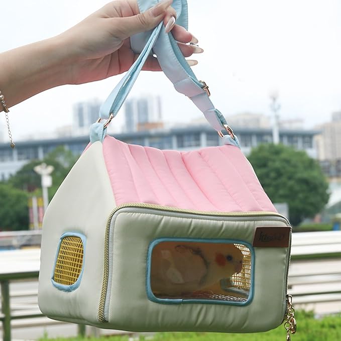 Bird Travel Cage - Warm Breathable Portable Accessories with Stainless Steel Tray | Stuffed Animal Carrier,for Animal Pigeon Offices Outing Travel Vehicle Car Road Trip Daily Indoor Outdoor