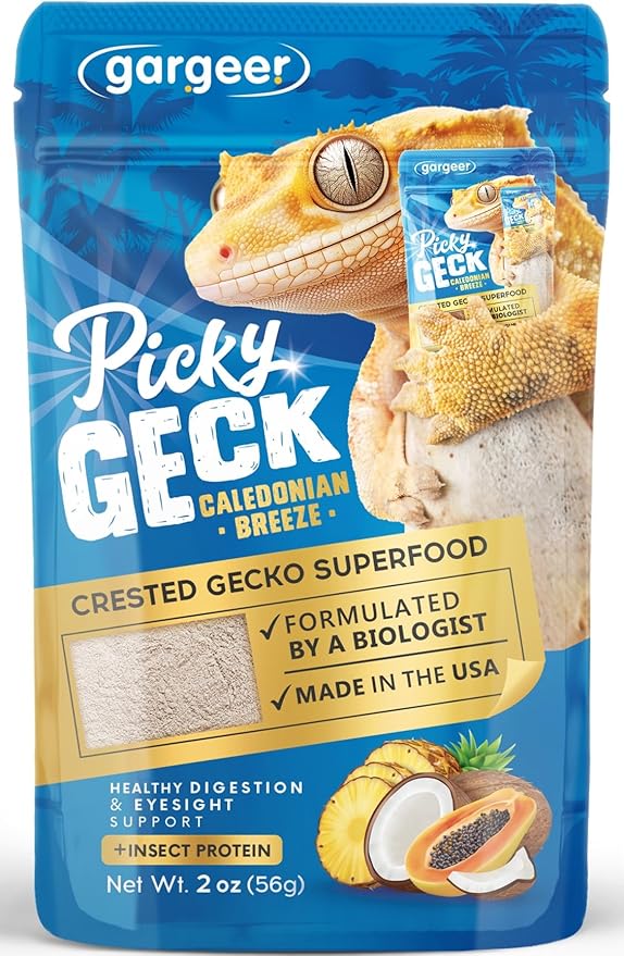 Gargeer 'Picky Geck' Caledonian Breeze - Premium Crested Gecko Food | Tropical Fruit Formula for Digestion & Eye Support | No Fillers - Only Premium Ingredients | 2oz | Made in USA. Enjoy !