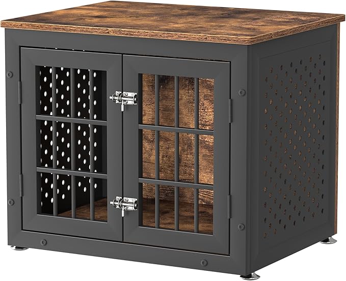 rehomerance 26" Heavy Duty Dog Crate Furniture for Small Dogs, Metal Kennel for High Anxiety Dogs, Chew Proof Pet Cage Indoor, Decorative Dog Kennel End Table