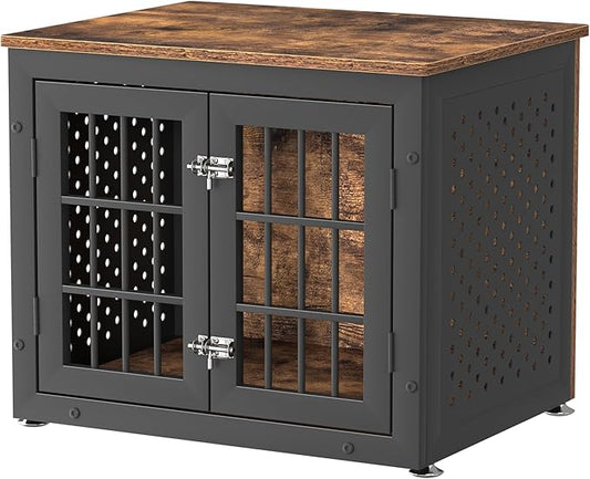rehomerance 26" Heavy Duty Dog Crate Furniture for Small Dogs, Metal Kennel for High Anxiety Dogs, Chew Proof Pet Cage Indoor, Decorative Dog Kennel End Table