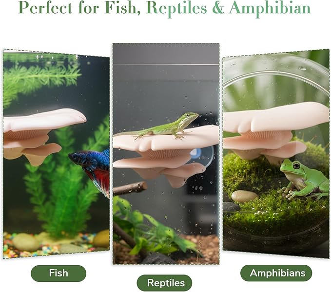 Mushroom Decor Climbing Hold Kit Realistic Terrarium Plants Concealed Jumping Spider Habitat Enclosure Decorate Accessories for Leopard Geckos Crested Geckos Tree Frogs Small Lizards