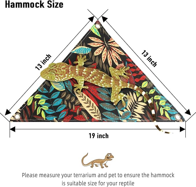 KUDES Bearded Dragon Hammock, Reptile Lizard Lounger Ladder Accessories Terrarium Habitat Decor for Large Small Bearded Dragons Geckos Lizards Snakes (Black)
