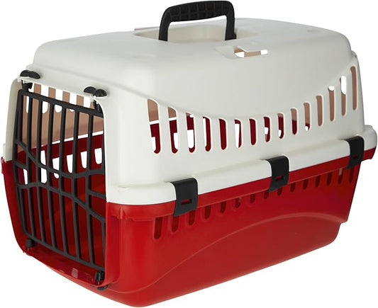 Kerbl Transport Box Expedion with Plastic Door, 45 x 30 x 30 cm, Creme/Bordeaux