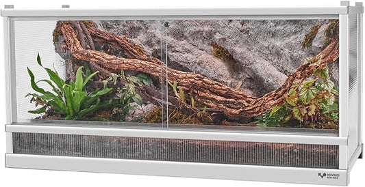 50 Gallon Reptile Tank, Reptile Enclosure for Easy Maintenance, Top Screen Ventilation & Glass Sliding Door 38''x18''x18''