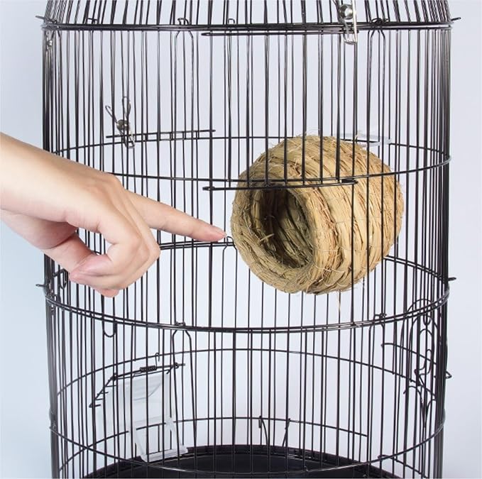 Bird Cage Parrot Cage Metal Bird Cage Round Bird House Carrier Wrought Iron Birdcage Portable Durable Bird Carriers for Indoor Flight Birdcage(White,34 * 70cm)