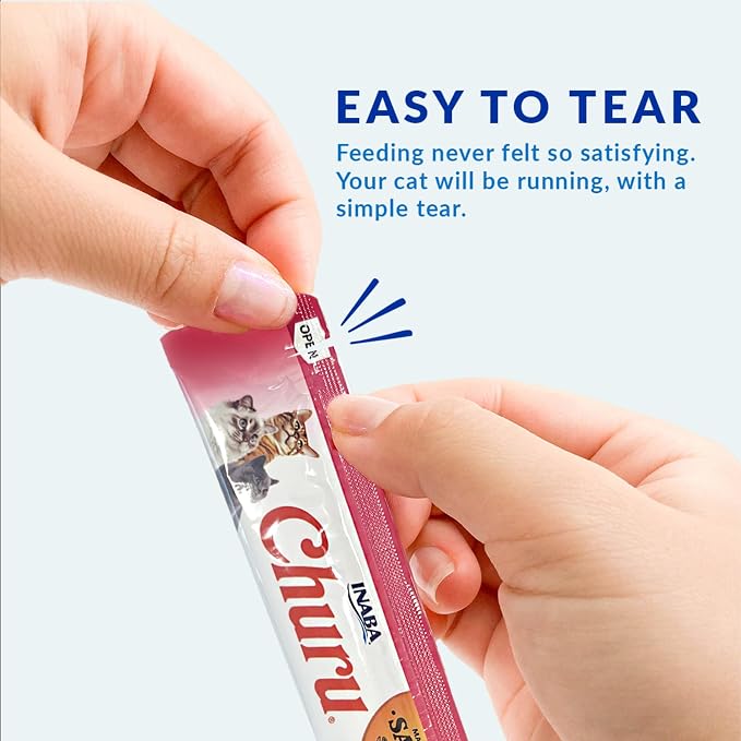 INABA Salmon Churu Cat Treats, Lickable, Squeezable Creamy Purée Cat Treat with Green Tea Extract & Taurine, 0.5 Ounces Each Tube, 40 Tubes, Salmon Variety Box - Image 3