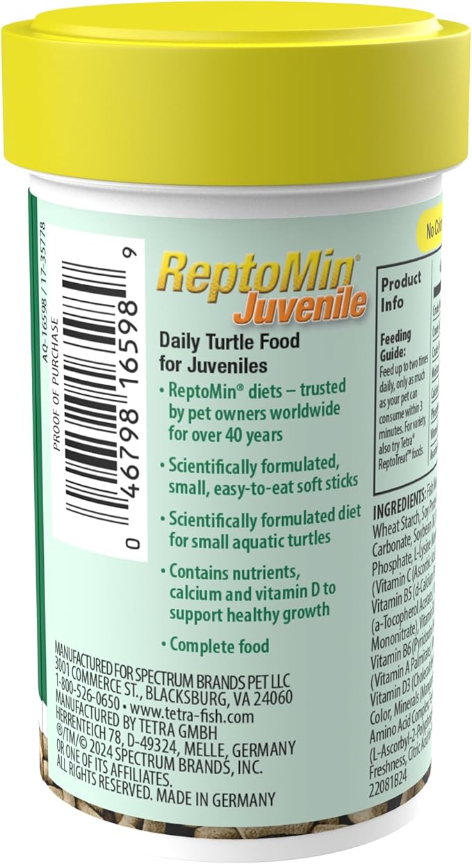 Tetra ReptoMin Baby Floating Food Sticks 0.92 Ounce, For Small Aquatic Turtles, Newts And Frogs (Pack of 36)