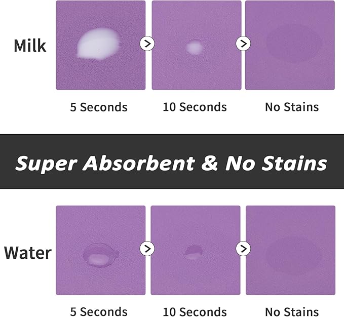HotLive Dog Food Mat - Absorbent Cat Mat for Food and Water, No Stains Pet Feeding Bowl Mat, Easy to Clean Pet Placemats, Quick Dry Dog Water Dispenser Mat for Messy Drinkers | Paw Purple 18"x34"