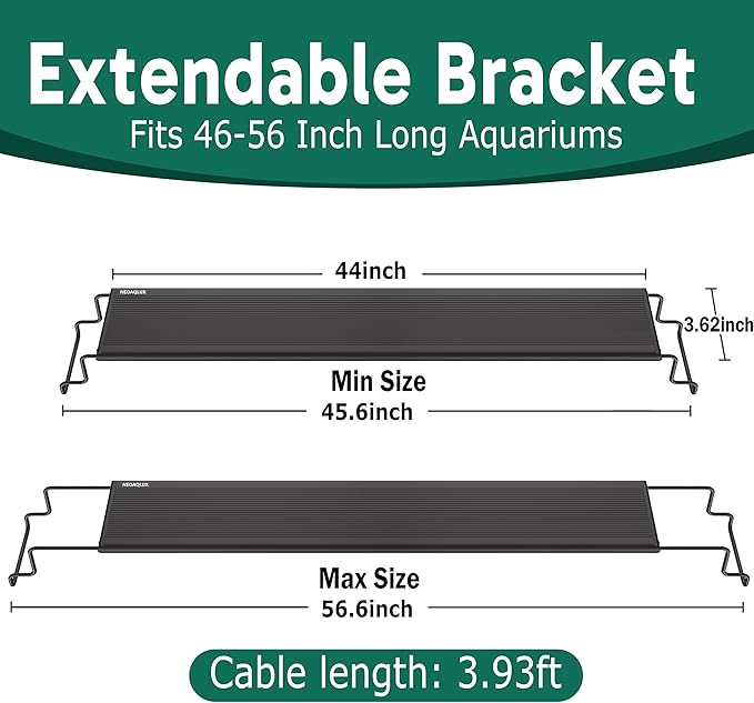 24/7 LED Aquarium Light for 46-56 Inch Plant & Fish Tank, 12-Color & Gradient & Full Spectrum with Auto On/Off, Brightness, Sunrise-Daylight-Moonlight, Extendable Brackets for Freshwater IP68