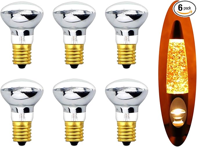 40W E17 R39(R12) Lava Lamp Reflector Bulb and Glitter Lamps Warm White 2700K Long-Lasting High Output Heat, Dimmable, Safe, and Compatible with Multiple Fixtures 6 Pack