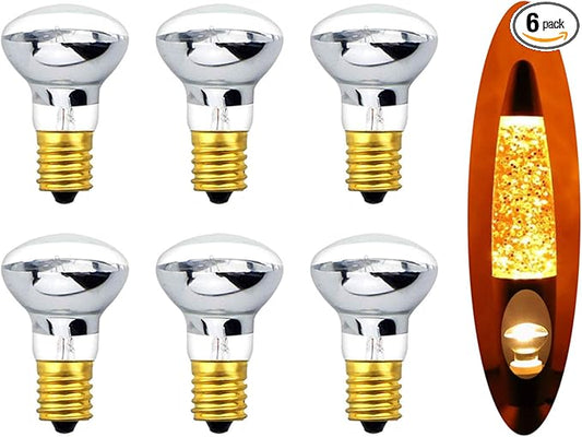 40W E17 R39(R12) Lava Lamp Reflector Bulb and Glitter Lamps Warm White 2700K Long-Lasting High Output Heat, Dimmable, Safe, and Compatible with Multiple Fixtures 6 Pack