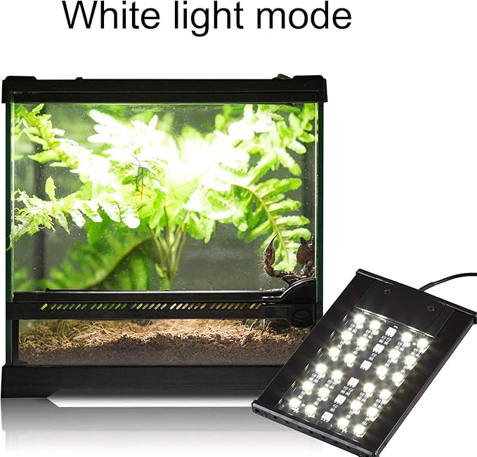 REPTI ZOO Terrarium Light - Day and Night Mode Reptile LED Light Hood with White and Blue Light for Different Pet Habits