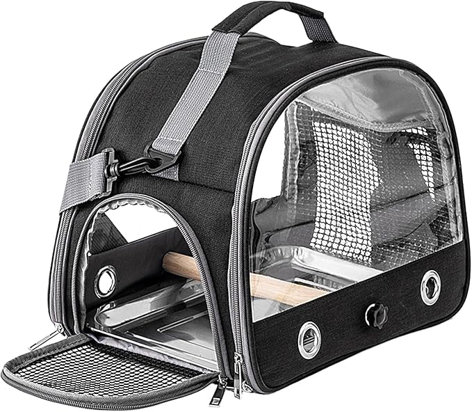 Bird Travel Cage - 33x24x26cm Small Parrot Bird Travel Cage, Lightweight Backpack for Parrot with Shoulder Strap | Portable Small Animal Carrier | Portable Birds Backpack for Budgies, Parakeets, Gent