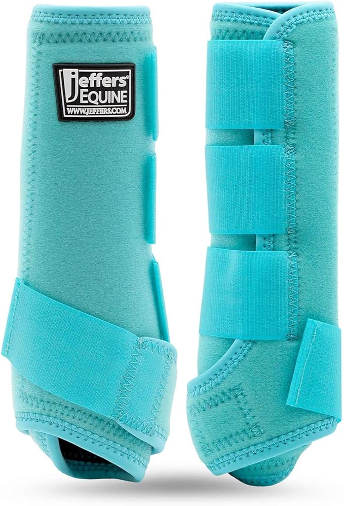 Jeffers Expression Protective Horse Boots, 1 Pair, Medium - Safe Neoprene Leg Guards, Durable Strap Closures, Front & Hind Support, Equestrian Accessories for Travel & Riding - Turquoise