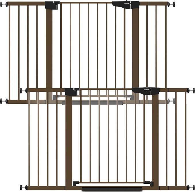 Cumbor 2 Pack 29.7-51.5" Extra Wide Baby Gate for Stairs, Mom's Choice Awards Winner-Dog Gates for Doorways, Pressure Mounted Walk Through Pet Gate Indoor, Safety Auto-Close Child Gate for Kid,Brown