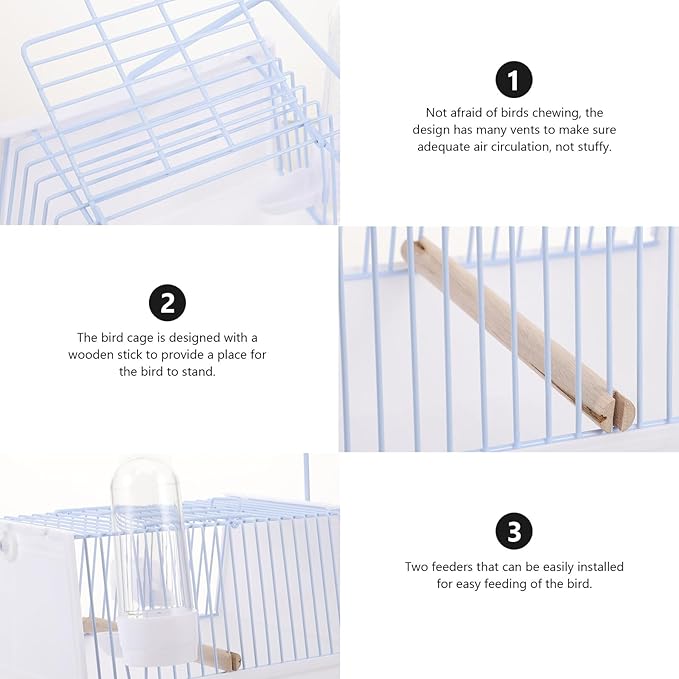 Portable Parrot Travel Carrier Cage with Breathable Wire Structure Lightweight Handheld Bird Cage for Outdoor Trips Camping Hiking Suitable for Small Birds and Parakeets and
