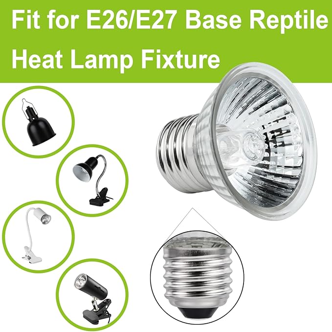 UVB UVA Reptile Light Bulb 25W Bulb for Reptiles and Amphibians Tanks, Turtle Bearded Dragon Lizard Cages Frogs Heat Lamp Replacement Bulb, Pack of 6