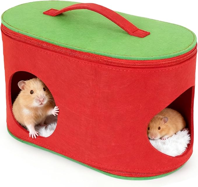 Christmas Guinea Pig Hideout, Large Cozy Bed, Warm Small Animal Cage House for Chinchilla, Hamster, Ferrets, Hedgehog, Rats and Other Small Pets