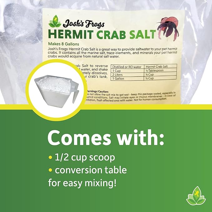 Josh's Frogs Hermit Crab Marine Salt and Scooper (Makes 8 gallons of Salt Water)