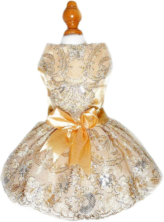 Lolita Luxury Dog Princess Dress for Small Dogs Girls,Embroidered Sweet Pet Clothes Wedding Birthday Party Puppy Dresses,Cat Apparel Accessories Costumes Outfit Skirt（X-Large）