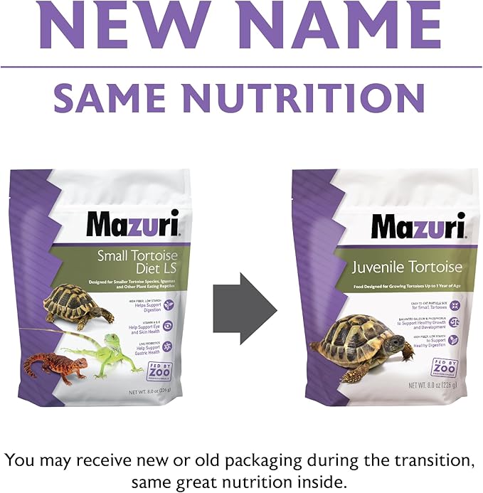 Mazuri | Juvenile Tortoise Food for Baby Tortoises | 8 Ounce (8 oz) Bag