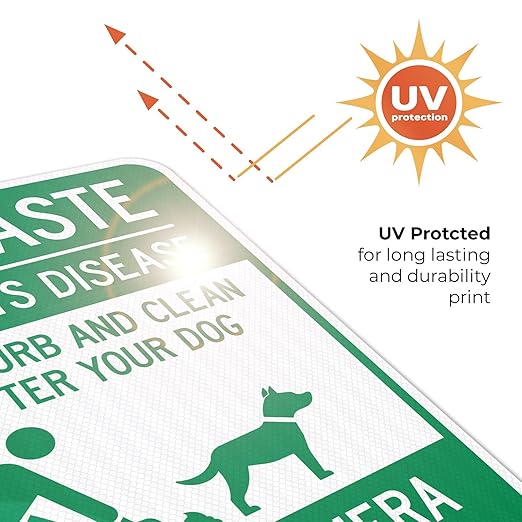 Pet Waste Leash-Curb and Clean Up After Your Dog Under Camera Surveillance Sign, (SI-63188) 18x24 Inches, 3M EGP Reflective .080 Aluminum, Fade Resistant, Made in USA