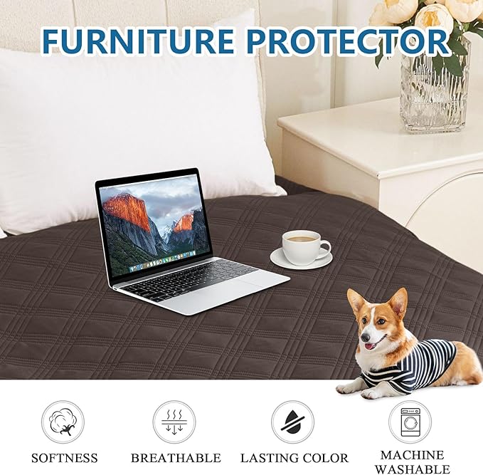 hyha Waterproof Dog Blanket, Reversible Pet Bed Blanket, Soft Sofa Couch Cover for Dogs Washable, Waterproof Pet Couch Covers for Sofa Puppy Cats Furniture Protector(52"x82", Chocolate/Beige)