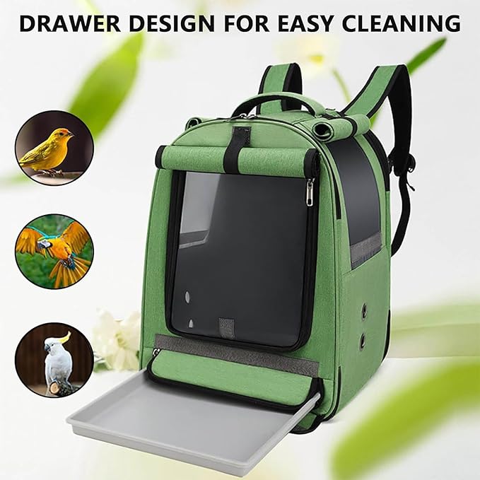 Thin Bird Cage Backpack for Pet Feathered with Detachable Bottom Tray Easy Cleansing and Ergonomic Shoulder Belts Escape Transportable Bird Shipper