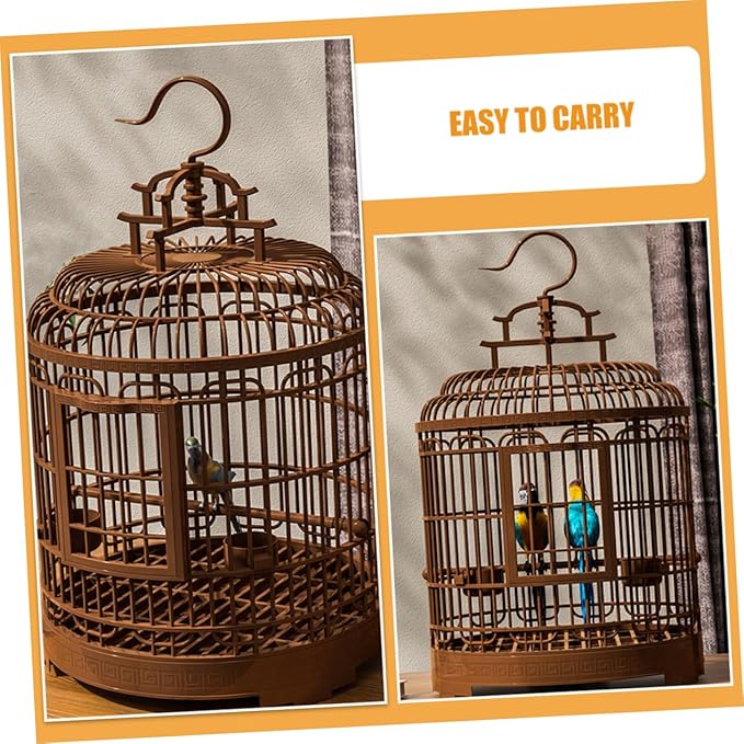 Vintage Birdcage Villa Large Decorative Plastic Cage for Parakeets Budgies Cockatiels Travel Indoor Use