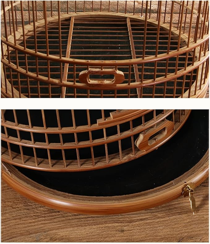 ENGENDER Bird Cage Bird Carrier Cage Embroidery Ceramic Cup with Drawer Tray Round Cage Bird Cage Cover Bird Cage Bird Travel Convenient for Bird Activities Parakeet Cage