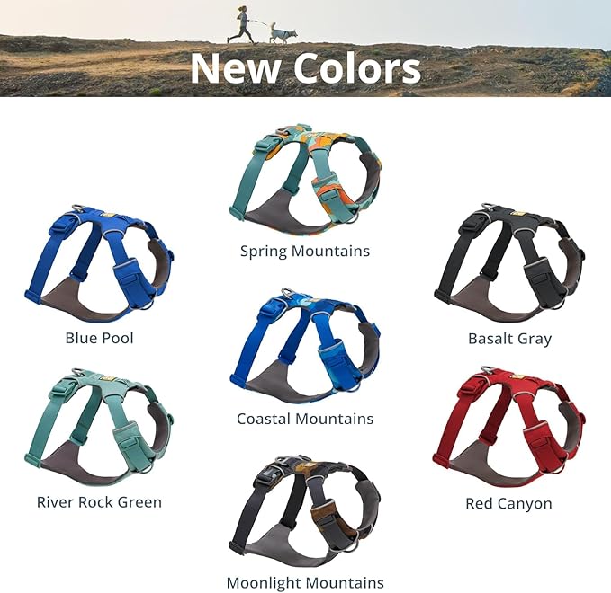 Ruffwear, Front Range Dog Harness, Reflective Soft Padded Everyday Harness with Dual Leash Clips, Adjustable and Lightweight Fit for Training or Walking for All Dogs, Coastal Mountains, Large/X-Large