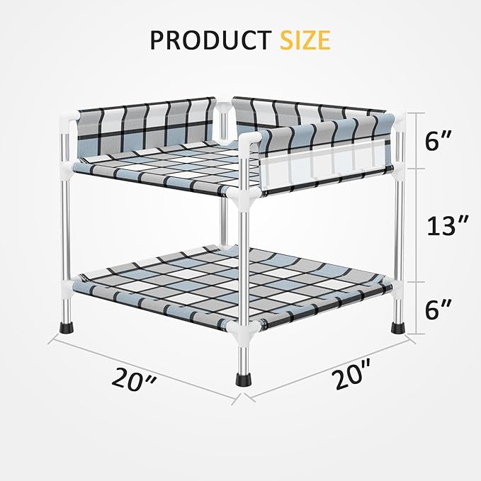 Bedside Window Dog Bunk Bed - Double Elevated Human Dog Bed with Guardrail 2 Layers Window Perch Dogs Cot 2-Tier Bedside Sleeper for Multi-Pet Households (20'' x 20'' x 25'')