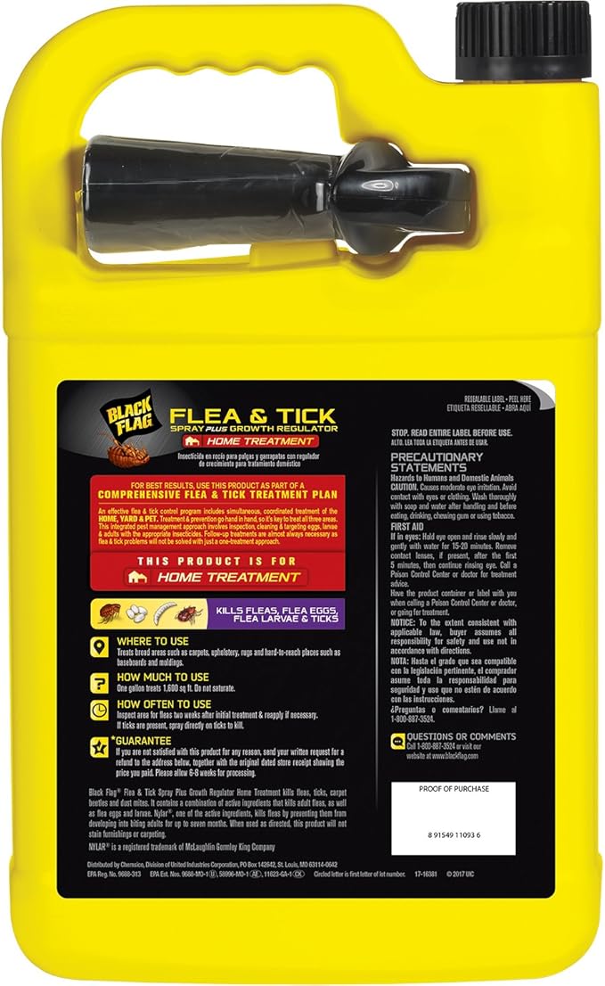 Black Flag Flea & Tick Killer Home Treatment & Growth Regulator,Ready-To-Use Spray, 1-Gallon, 4-Pack