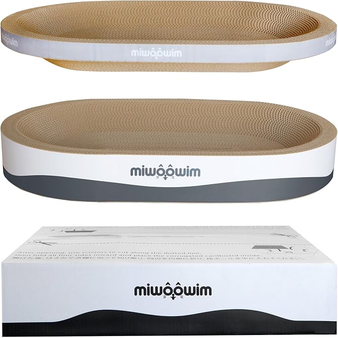 miwoowim 23.6" Extra Large Cat Scratcher Bed & Box Set, Oval Lounge Bowl - Image 4