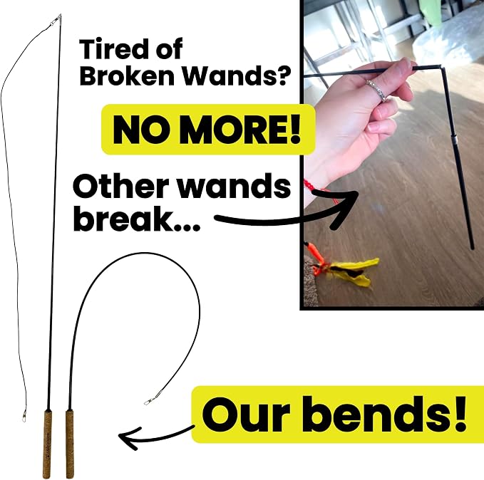 Forever Stick 1-Pack - The Unbreakable Cat Wand Toy, Durable Cat Toy Wand, Extra Long Cat String Toy, Cat Fishing Pole Toy for Bored Indoor Adult Cats, Cat Stick Toy, Cat Feather Wand, Cat Teaser Wand - Image 2