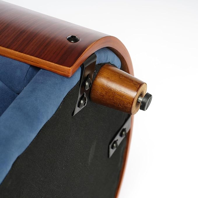 Elevated Dog Bed Pet Sofa with Solid Wood Legs and Bent Soft Backrest, Pet Cat Stool Bed with Velvet Cushion,for Small and Medium Size Dogs Kitten, Blue, Small Size