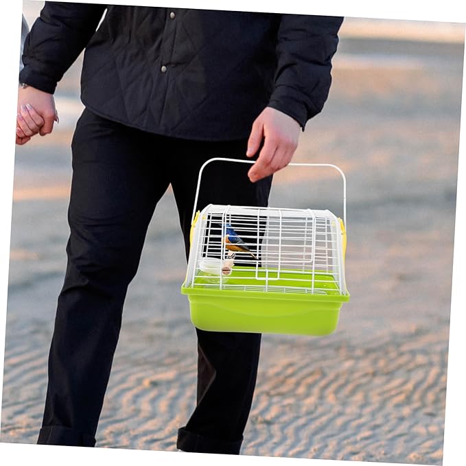 1set Portable Bird Carrier Cage Handle Comfortable Travel Cage for Parrots Cockatiels and Birds for Hiking Outings and Sightseeing Breathable Wire Structure for Air Circulation