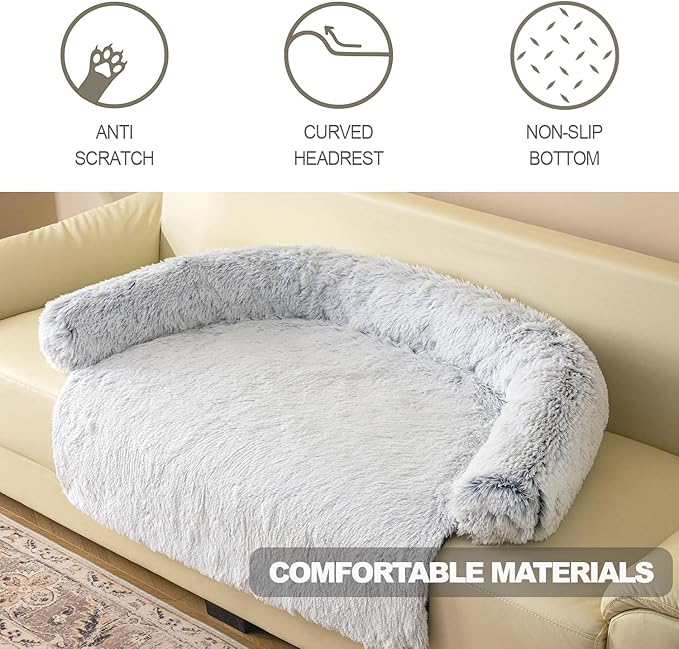 Tinaco Calming Dogs/Cats Bed Mats, Dog Pad Washable Removable Couch Cover, Plush Long Fur Mat for Pets, Waterproof Lining, Perfect for Small, Medium and Large Dogs and Cats (Gradient Gray, 34"x30")