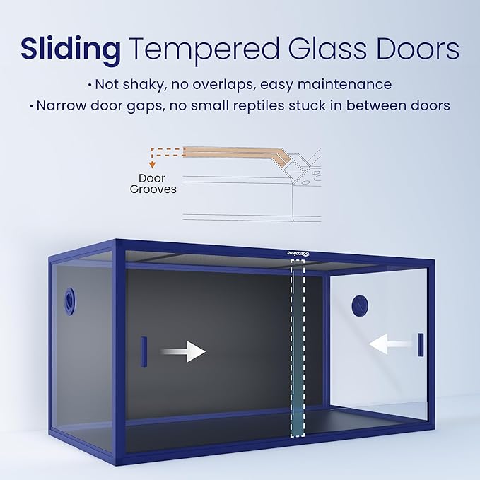 Phailozoo 120 Gallon Bearded Dragon Tank, Stackable Reptile Enclosure with Front Sliding Tempered Glass Doors, Easy Assembly Aluminum Frame Reptile Tank for Snake & Lizard
