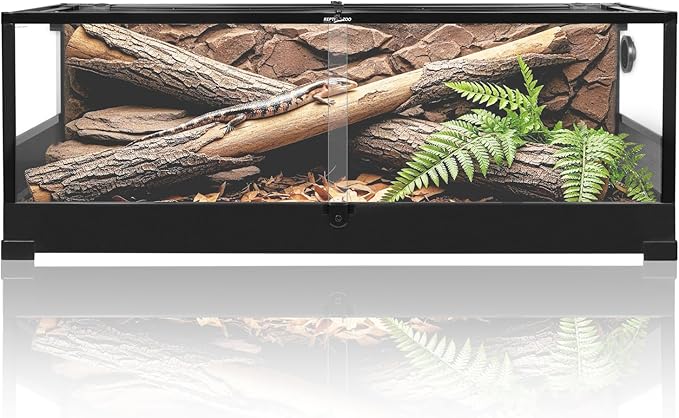 REPTI ZOO 67Gallon Reptile Large Terrarium 48" x 18" x 18" Upgrade Glass Front Opening Tank Sliding Door with Screen Ventilation Reptile Terrarium