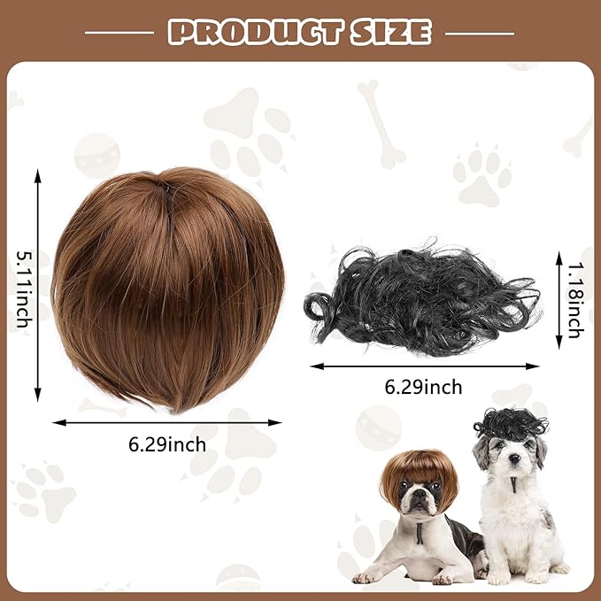 HOWWFALY Dog Costume Cat Apparel Dog Toys Curly Braids Headgear Wigs Styling Cute Funny Pet Hair Accessories Decoration for Halloween, Christmas, Parties (Black)