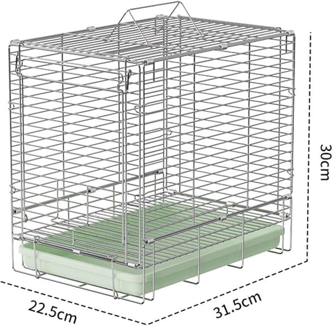 Bird Cage Parrot Cage Bird Carrier Parrot Stainless Steel Folding Hand-held for Conures Lovebird Flight Birdcage(Green)