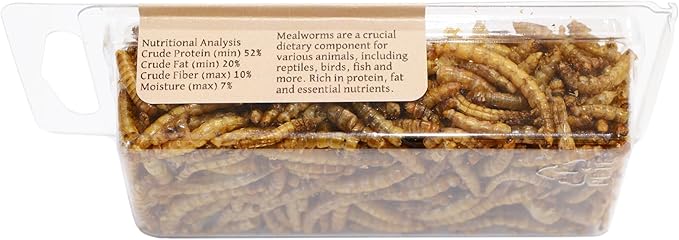 Freeze-Dried Mealworms 200ct - Premium Organic Dried Mealworms for Reptiles, Chickens, Wild Birds, Turtles, Fish, Hedgehogs, Sugar Gliders, High Protein Feed, Nutrient-Packed