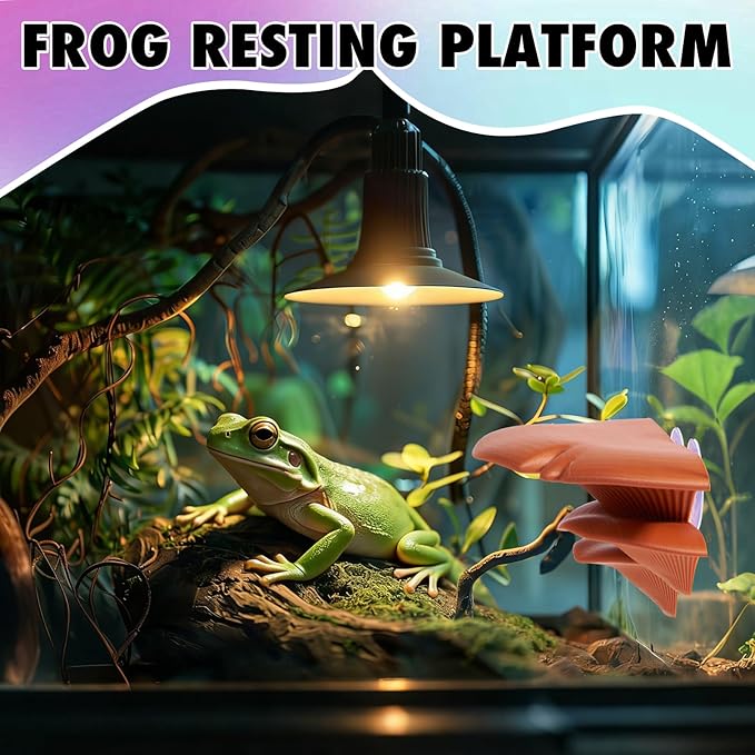 Mushroom Reptile Tank Decor, Mushroom Climbing and Resting Platform Habitat for Tree Frog Terrarium, Reptile Ledge for Leopard Gecko, Lizards, Fish, Turtle, Hermit Crab (Brown)