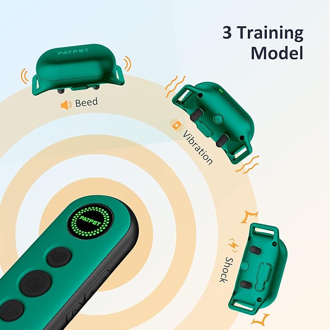PATPET Dog Training Collar with Remote - Electric Dog Shock Collars for Small Medium Large Dogs, 3 Adjustable Safe Modes Rechargeable Waterproof E Collar for Dogs (8-120 lbs)