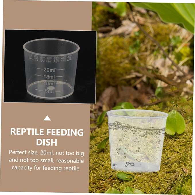 20ml Reptile Food Measuring Cups Set 30pcs Washable Scale Cups for Crawling Pets Practical Measuring Dishes for Lizards and Small Animals