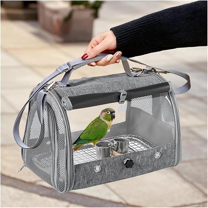 Bird Travel - Portable Cage with Perch & Tray for Parrots Small Animals