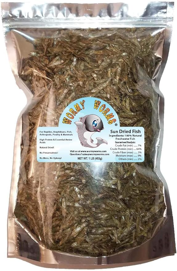 Wormy Worms Dried River Fish for Reptiles Amphibians Fish Birds Poultry Mammals etc (1 LB)