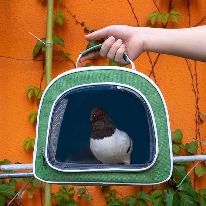 Clear Designed Pet Carrier Bag with Widening Handle& Mesh Window Foldable Bird Travel Out Package Travel Cage