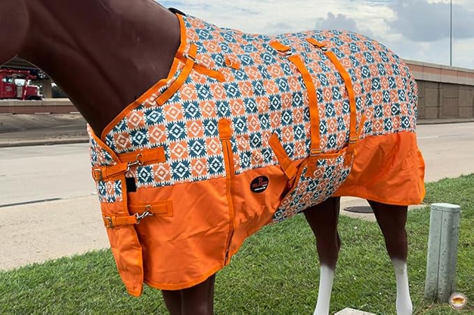 Orange 69 in HILASON 1200D Winter Waterproof Poly Horse Turnout Blanket Belly Wrap